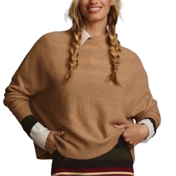 Pilcro Sweaters - Pilcro Anthropologie Alani Cashmere Cropped Mock Neck Sweater Honey Tan NEW 1X